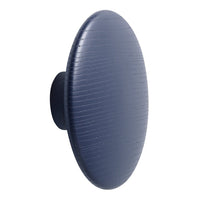 Navy blue textured wall knob with a smooth, oval shape and subtle horizontal lines. Ideal for modern decor.