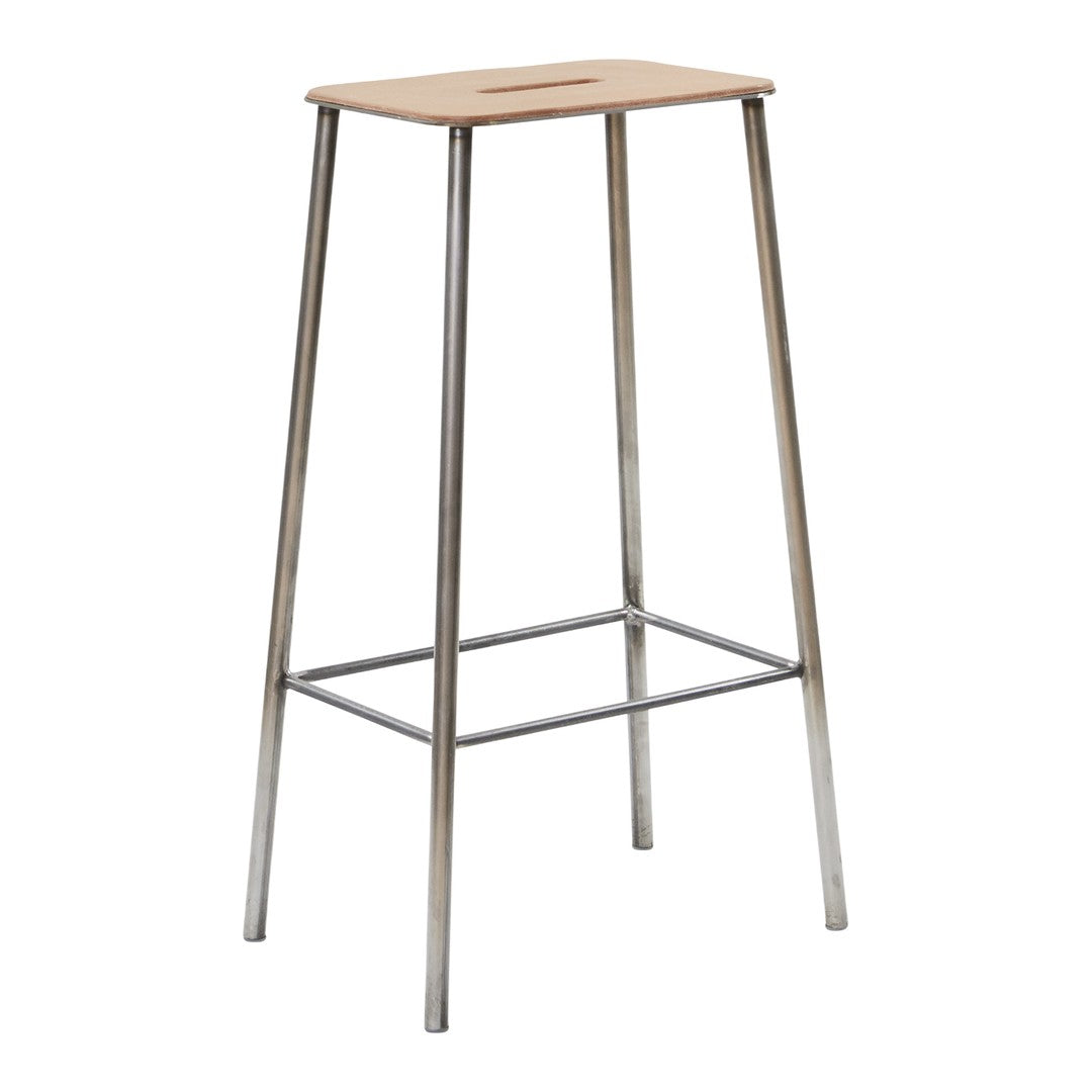 Natural wood top with a smooth finish and sleek silver metal legs, offering a modern and minimalist design.