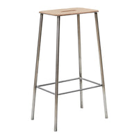 Natural wood top with a smooth finish and sleek silver metal legs, offering a modern and minimalist design.
