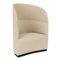 Soft beige cozy chair with a smooth, curved silhouette and a textured fabric pattern. Perfect for modern interiors.