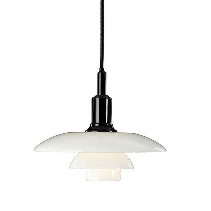Black and white pendant lamp with layered shades, featuring a sleek modern design. Perfect for stylish interiors.