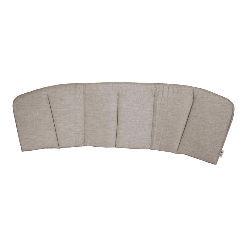 Beige curved cushion with a textured fabric and subtle seam detailing, perfect for adding comfort and style.