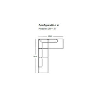 "Blueprint of L-shaped modular sofa with clean lines, sleek design, and neutral tones for versatile decor."