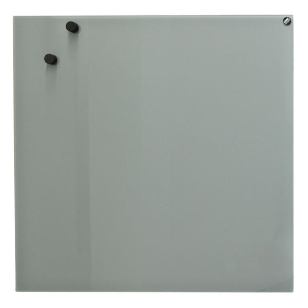 Minimalist gray board with a smooth surface, featuring two black magnets for modern decor and organization.