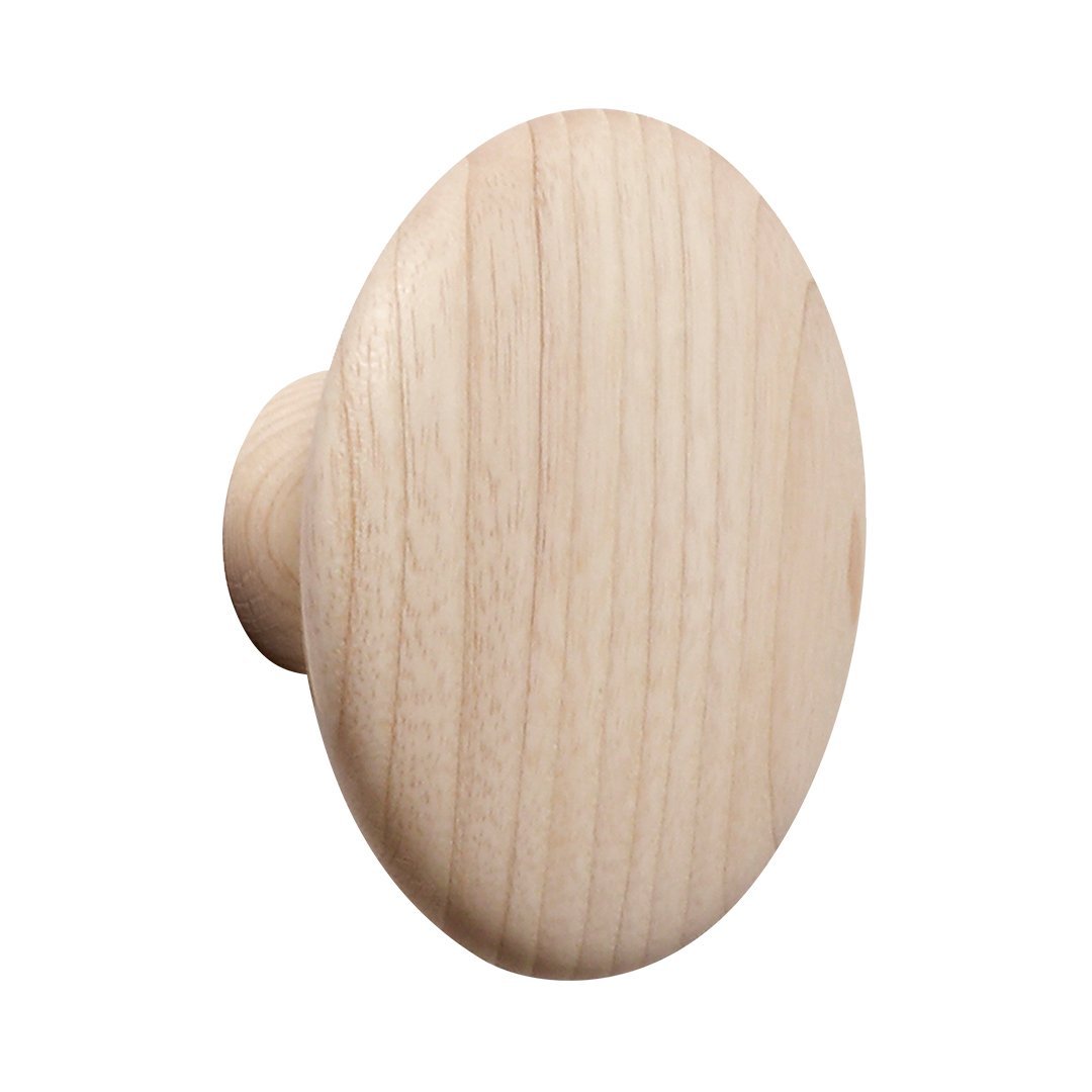 Light natural wood knob with a smooth, oval shape and subtle grain pattern. Ideal for furniture and cabinetry.
