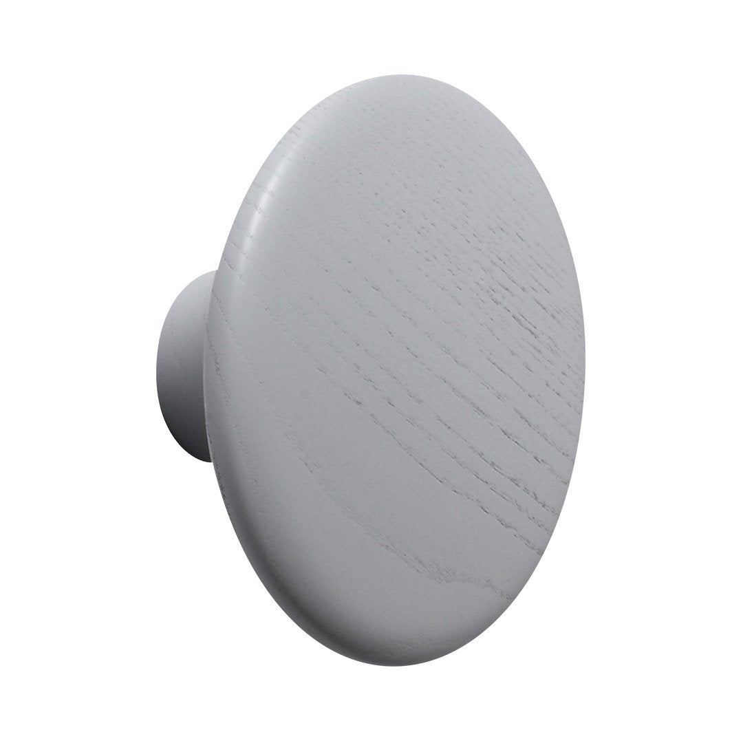 Gray wooden round knob with a smooth, matte finish and subtle wood grain pattern. Ideal for modern furniture.