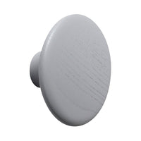 Gray wooden round knob with a smooth, matte finish and subtle wood grain pattern. Ideal for modern furniture.