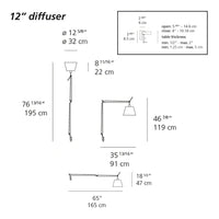 "12-inch lamp diffuser in sleek white finish with geometric outlines and minimalist design."