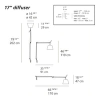 "17-inch diffuser with sleek, modern design in white and silver, featuring clean lines and minimalistic pattern."