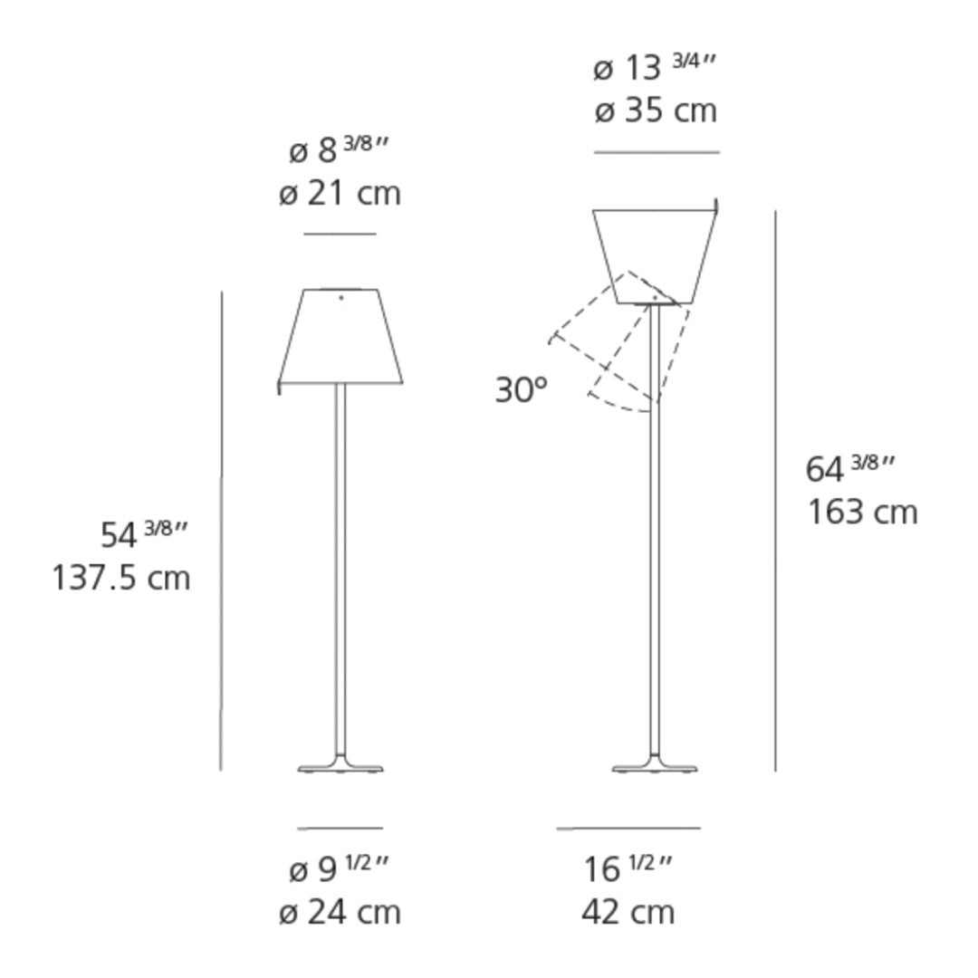 "Minimalist floor lamp design featuring a sleek silver base and a classic white lampshade."