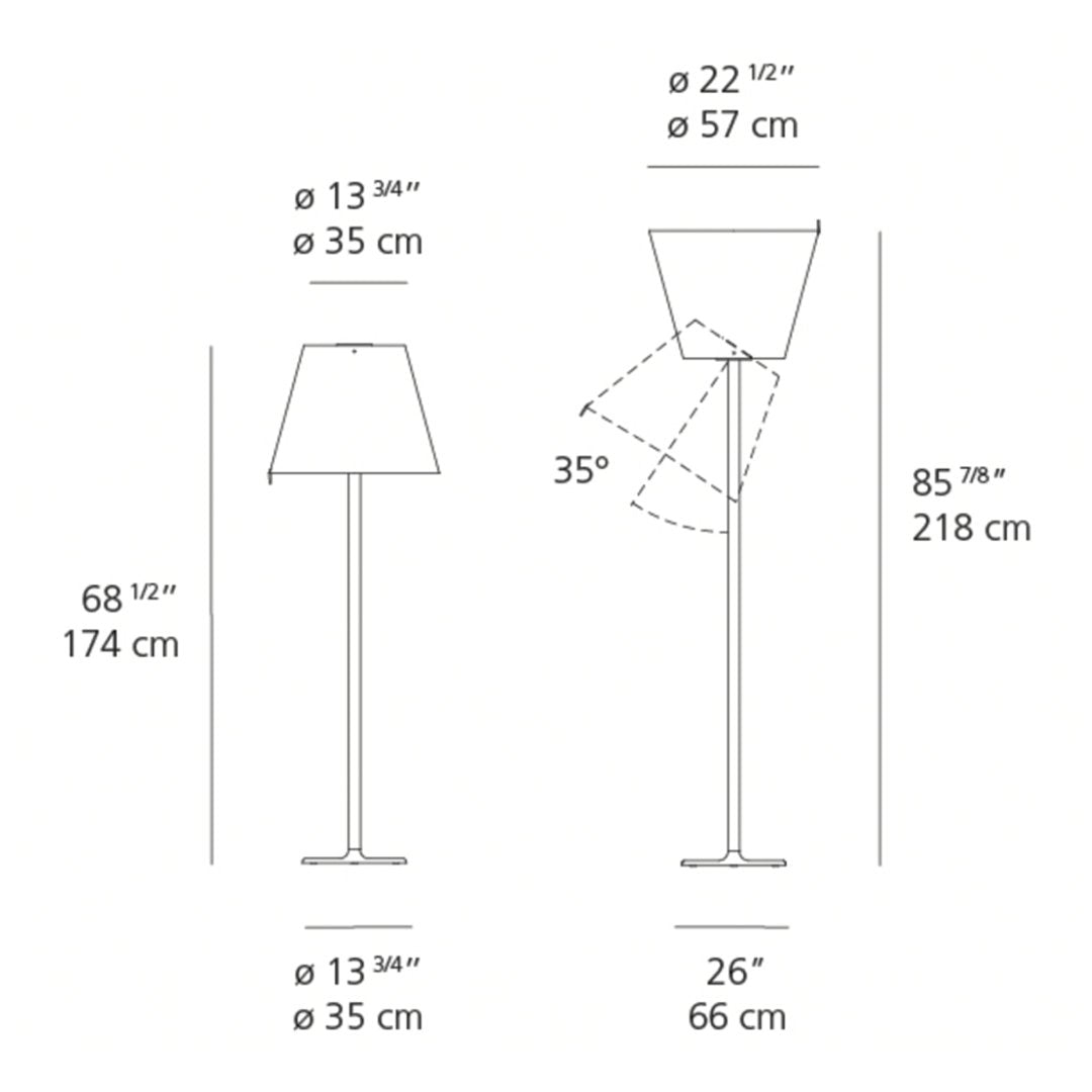 Modern floor lamp with a sleek white shade and silver base, featuring clean lines and a minimalist design.