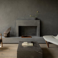 Modern living room showcasing a sleek gray color palette with minimalist furniture and natural wood accents.
