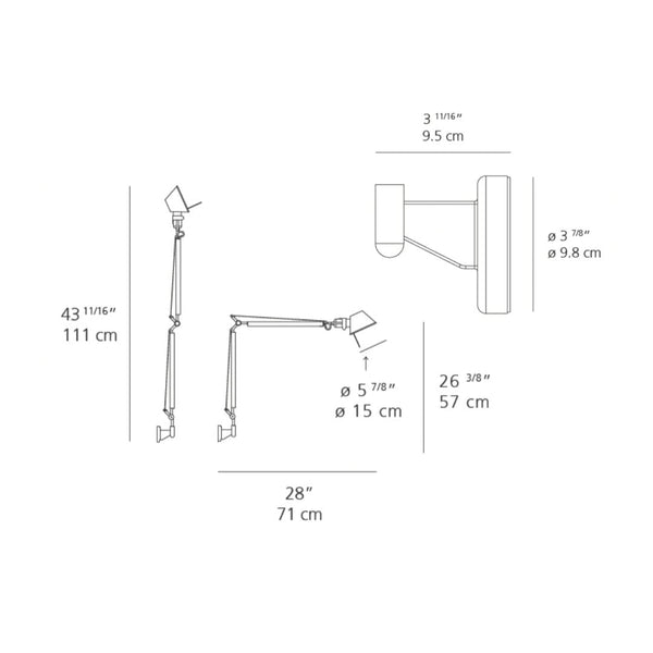 Wall-mounted lamp design with sleek metal arms in a modern finish, featuring a minimalist style and clean lines.
