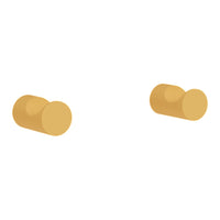 "Pair of smooth, round gold knobs with a matte finish, perfect for adding elegance to furniture."