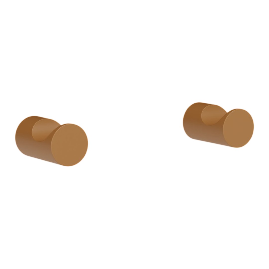 Brown cylindrical knobs with a smooth finish, perfect for adding a modern touch to furniture.