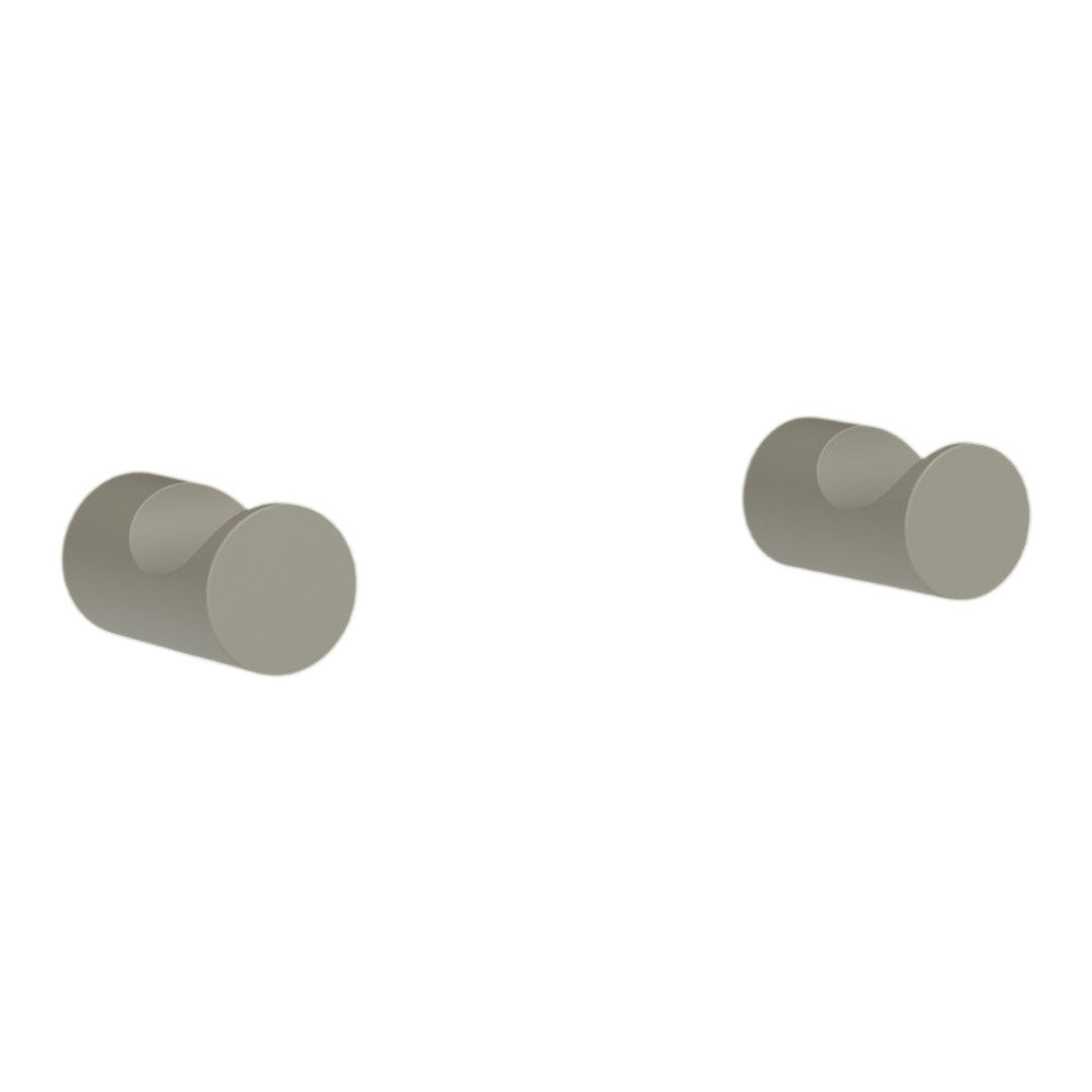 Light gray round wall hooks with a smooth, minimalist design, perfect for modern décor.
