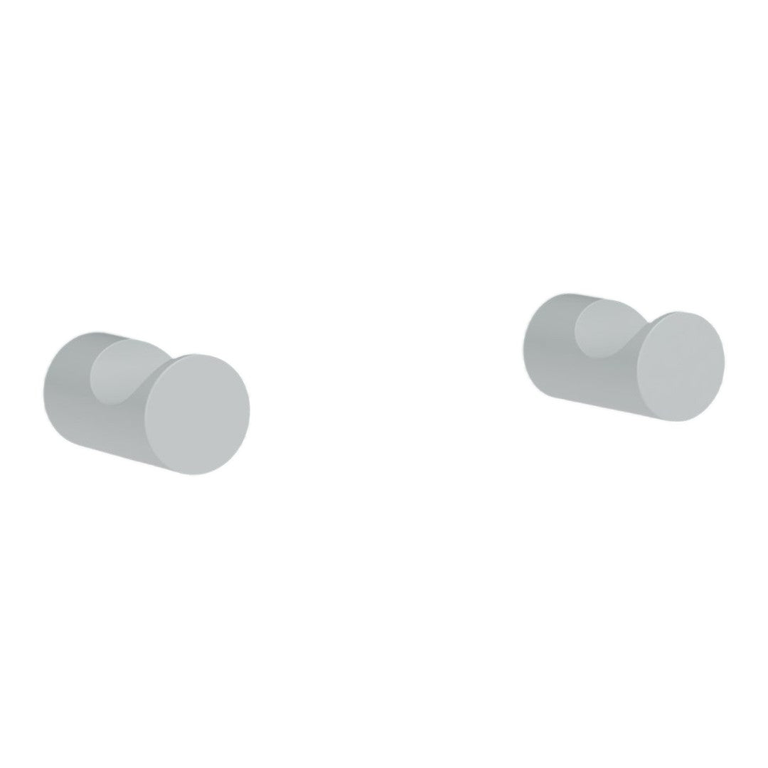 Light gray circular wall hooks with a smooth matte finish, perfect for modern decor.