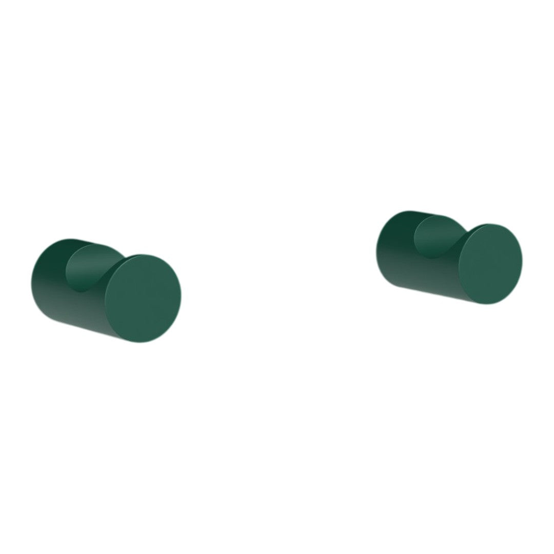 Green cylindrical knobs with a smooth finish, ideal for modern home decor and furniture enhancement.