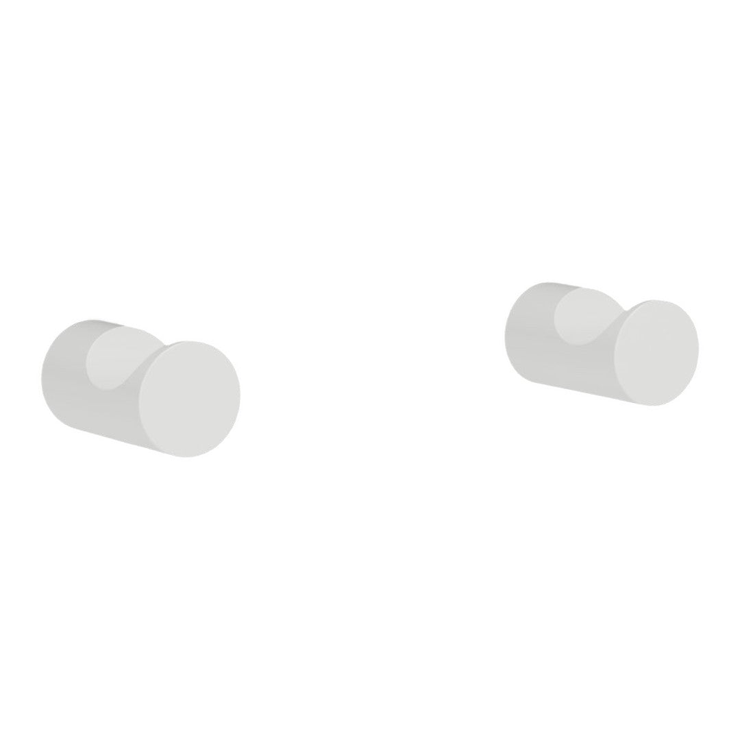 Minimalist white round wall hooks with a smooth matte finish for modern decor. Perfect for entryways or bathrooms.