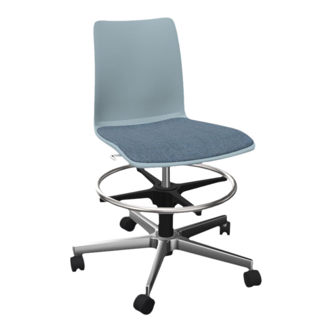 MOOD Learn Conference Chair - Upholstered Seat - 5-Star Base w/ Castors & Footrest