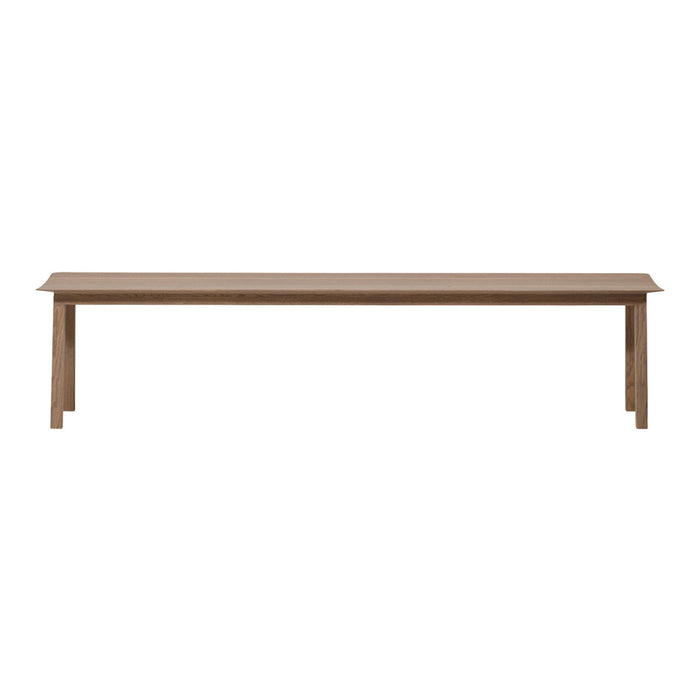 Light brown wooden bench with a minimalist design and smooth surface. Simple and elegant for any decor.