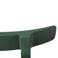 Elegant dark green curved bench with a smooth, matte finish and minimalist design, perfect for outdoor or modern interiors.