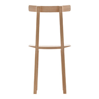 Natural wood bar stool featuring a minimalist design and smooth, light oak finish. Perfect for modern decor.