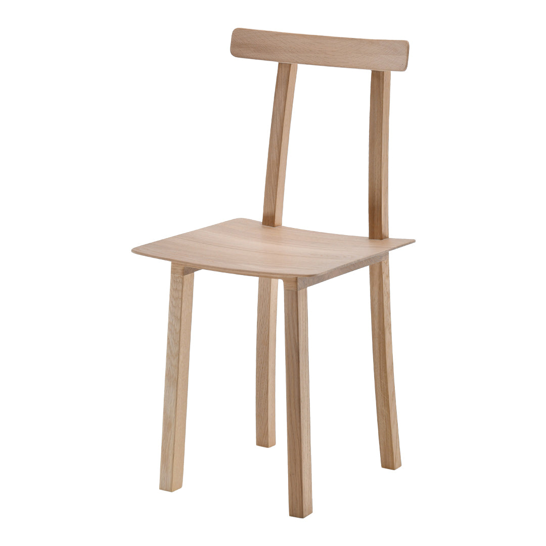 Light natural wood chair with a minimalist design and smooth, unvarnished finish. Perfect for modern decor.