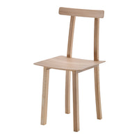 Light natural wood chair with a minimalist design and smooth, unvarnished finish. Perfect for modern decor.