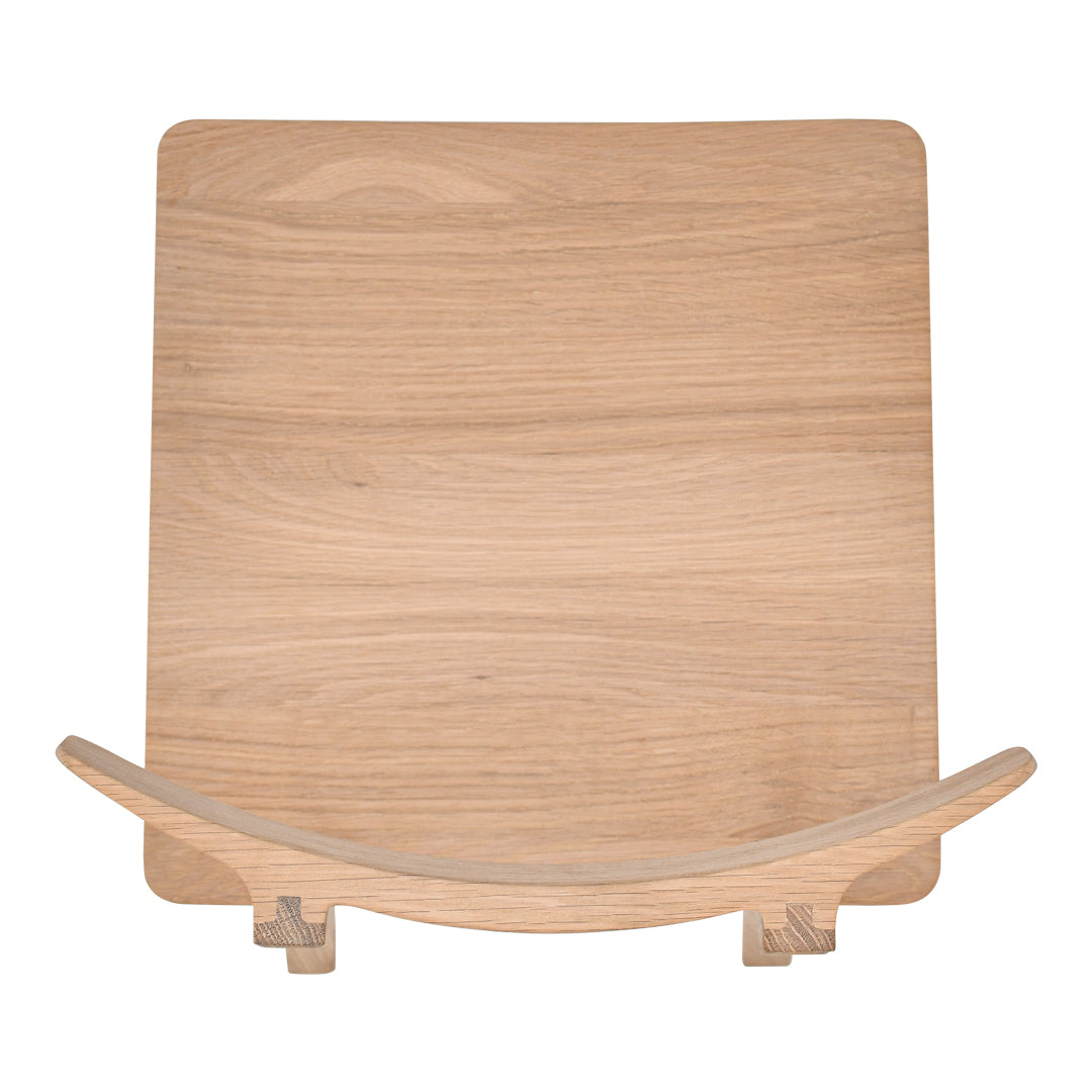 Light oak wood with a smooth, natural grain pattern, featuring a minimalist design and rounded edges.