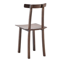 "Solid wood chair with a rich walnut finish and a sleek, minimalist design."