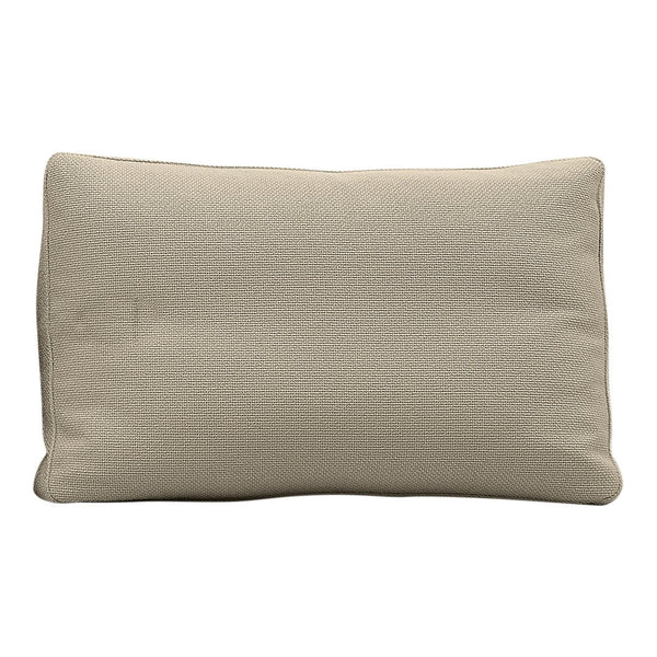 Beige rectangular pillow with a textured, smooth fabric surface, ideal for chic home decor.