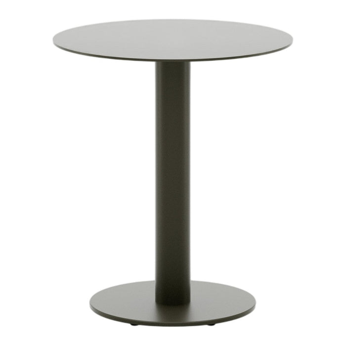 Round black side table with a sleek, minimalist design and smooth, solid finish. Ideal for modern interiors.