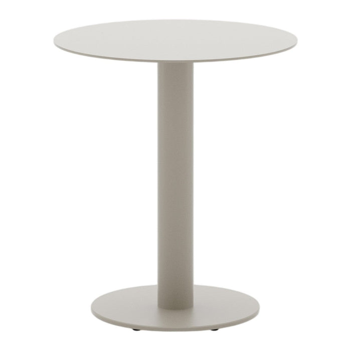 Light gray round table with a sleek, minimal design and smooth surface, perfect for modern decor.