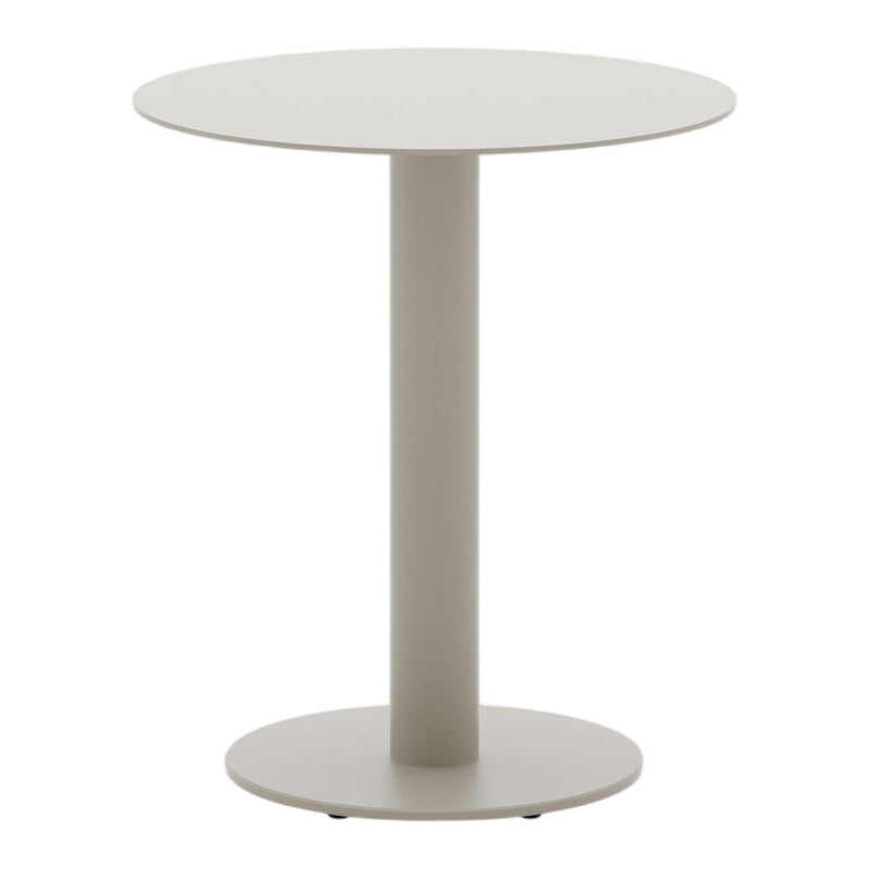 Light gray round table with a sleek, minimal design and smooth surface, perfect for modern decor.