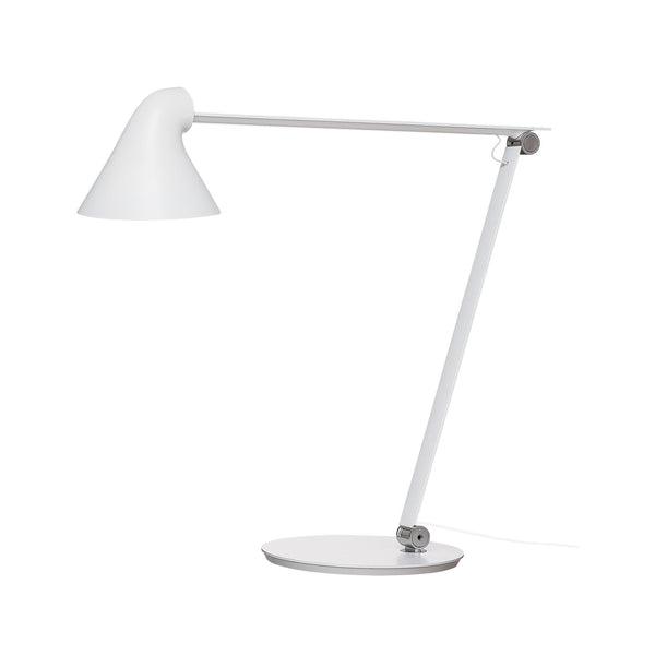 Modern white desk lamp with a sleek, minimalist design and smooth finish, perfect for any contemporary workspace.