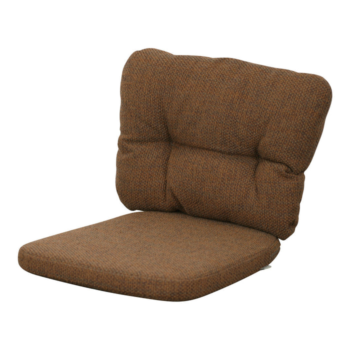 Brown upholstered chair cushion with textured fabric and plush padding for comfort and style.