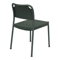 Green patterned outdoor chair showcasing a sleek, modern design with a textured seat and backrest.