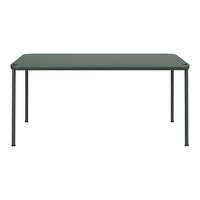 Rectangular dining table in sleek dark green finish with a smooth surface and minimalist design. Ideal for modern interiors.
