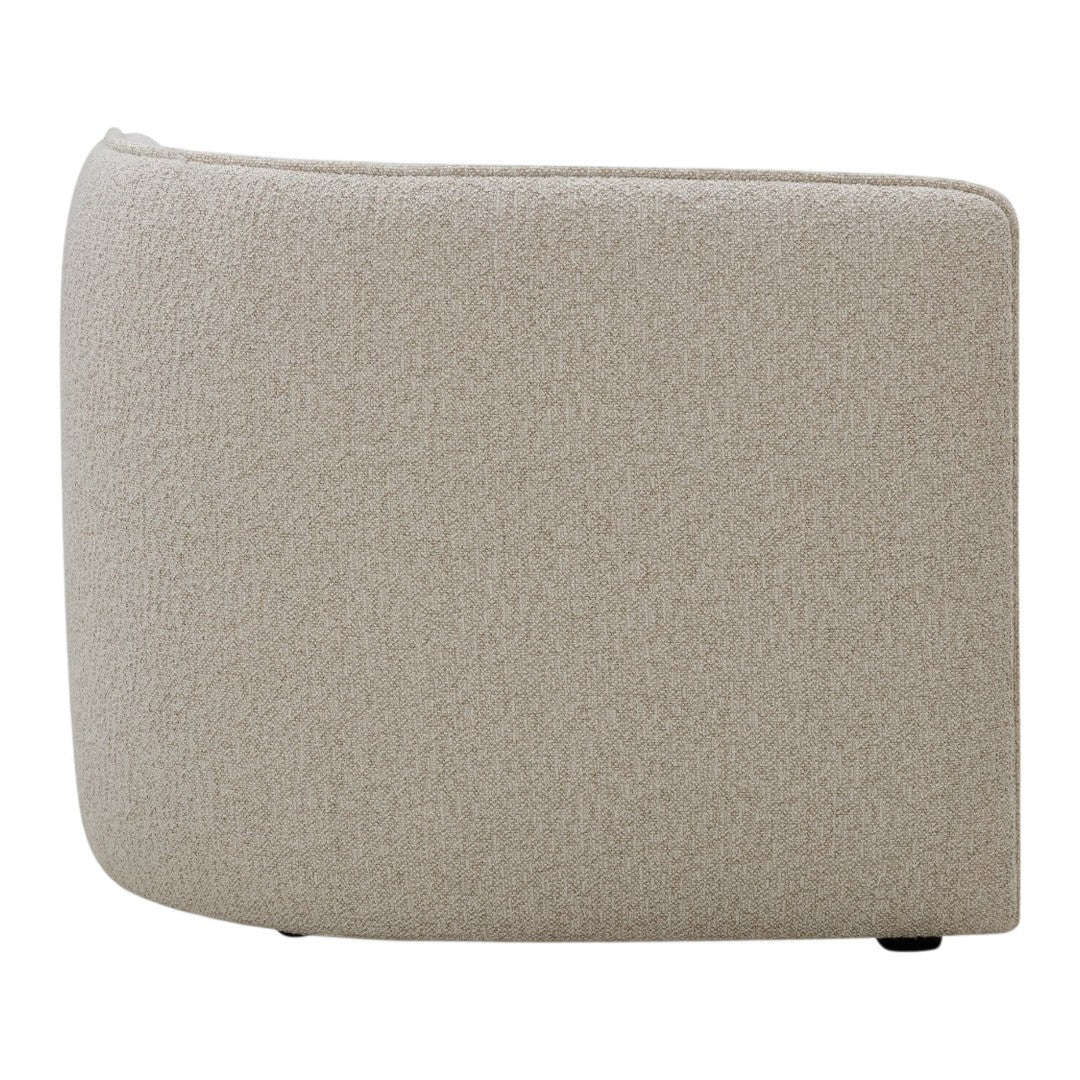 Beige textured fabric with a subtle pattern, modern curved design, perfect for contemporary decor.