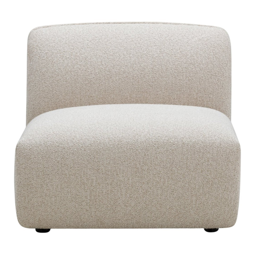 Beige textured armchair with a smooth, minimalist design and subtle patterns. Perfect for modern living spaces.