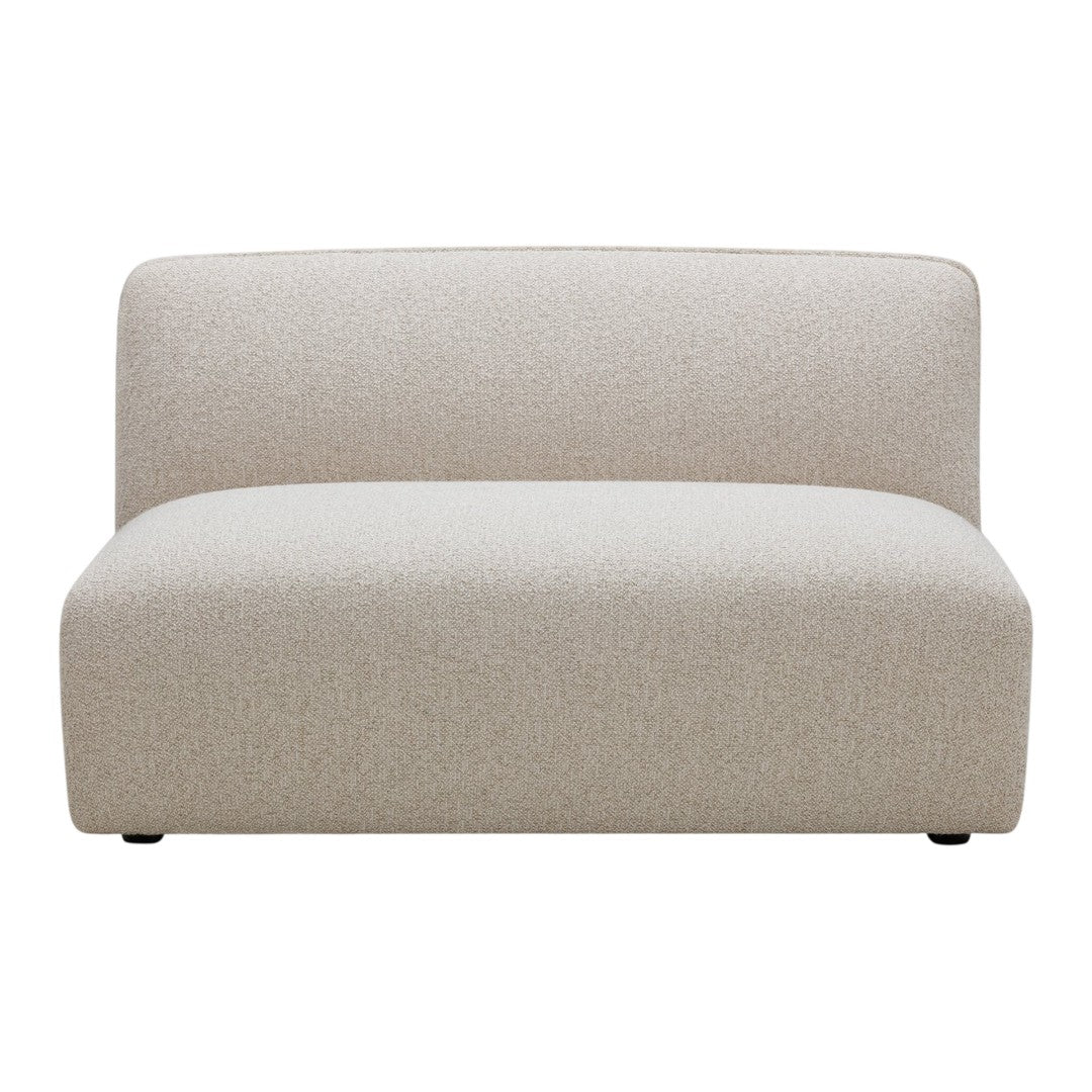 Light beige sofa with a soft, textured pattern, perfect for modern, minimalist decor.
