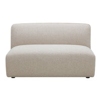 Light beige sofa with a soft, textured pattern, perfect for modern, minimalist decor.