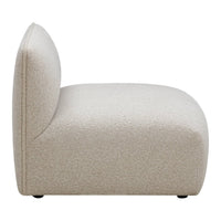 Textured cream upholstery with a subtle pattern, showcasing a modern, minimalist design. Perfect for any decor style.