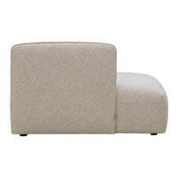 Cream-colored upholstered sofa with a smooth, subtle texture and modern, minimalist design.