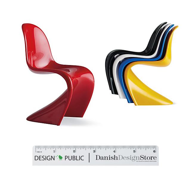Colorful modern chairs in red, black, blue, white, and yellow, featuring sleek, curved designs and glossy finishes.
