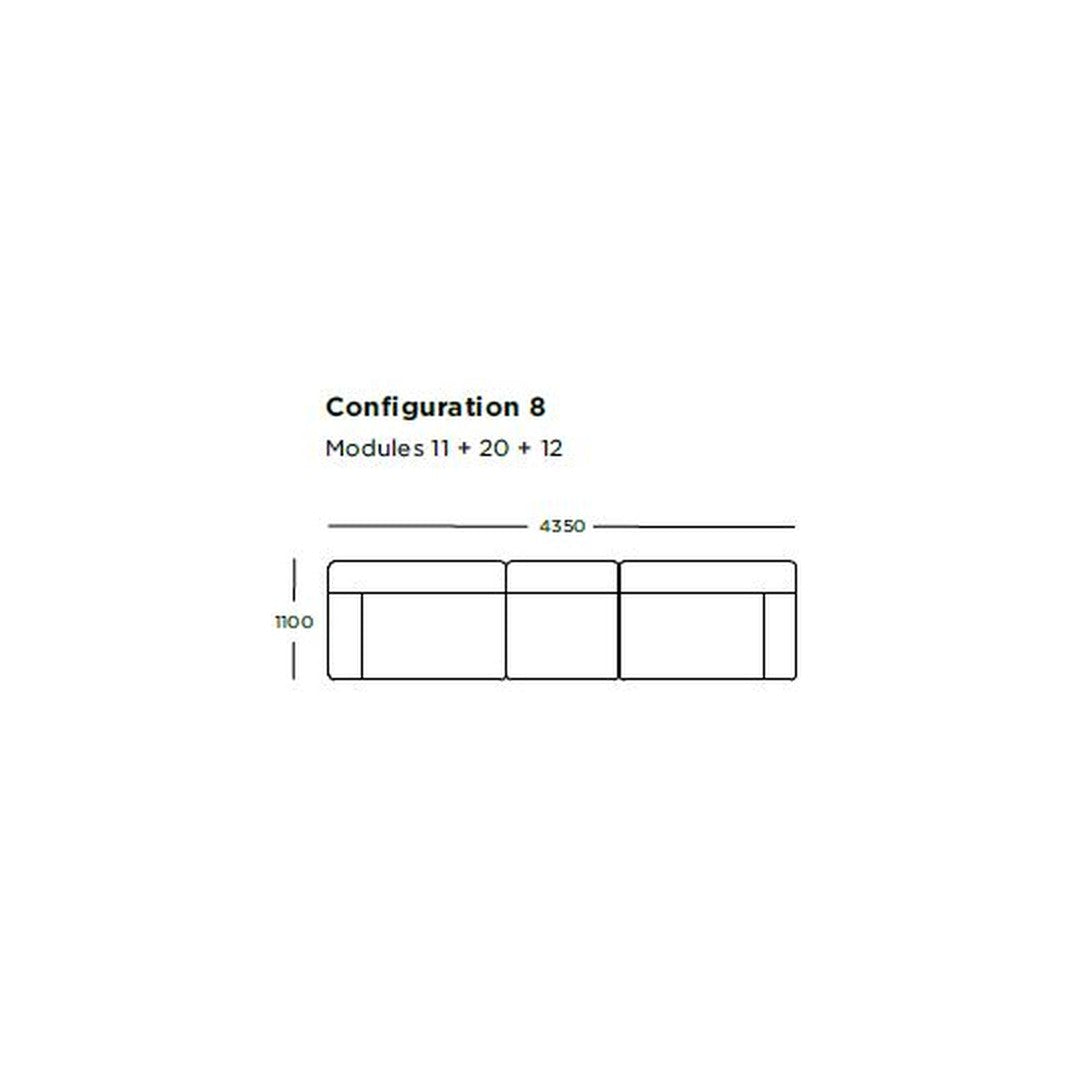 "Illustration of modular sofa configuration featuring a simple design in neutral tones."