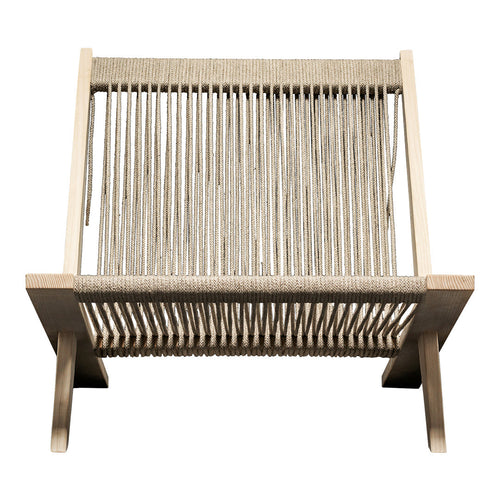 Natural wood frame with beige woven pattern, showcasing a minimalist design perfect for modern decor.