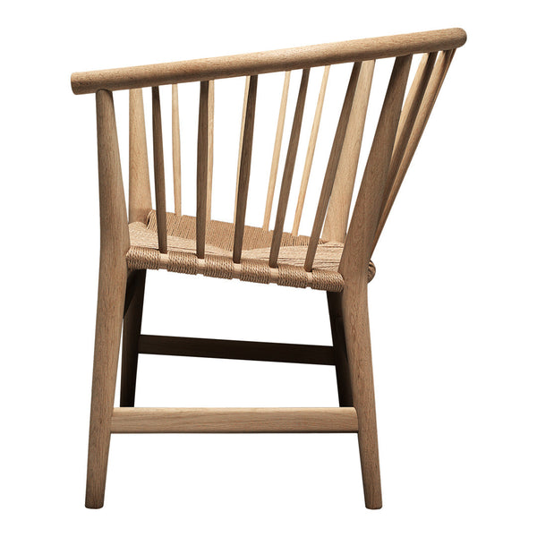 Light wood chair with a natural finish, featuring a simple, slatted design and minimalist style.