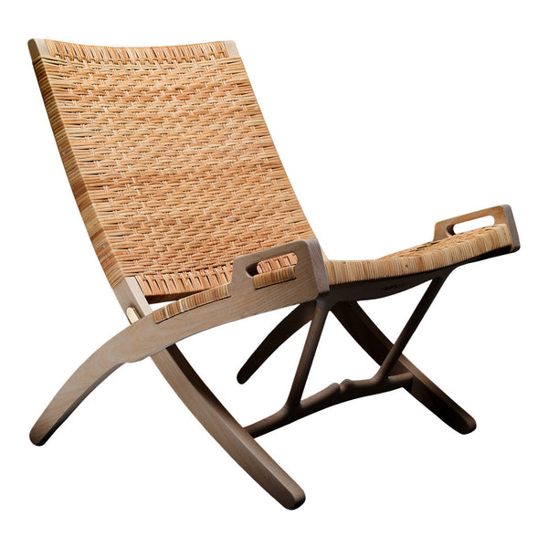 Natural woven texture in tan and beige with a sleek wooden frame. Modern, minimalist design.